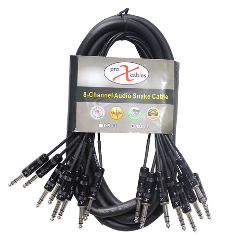 10 Ft. 8-Channel TRS-M to TRS-M Balanced Snake Cable