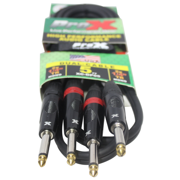 5 Ft. Unbalanced Dual 1/4" TS-M to Dual 1/4" TS-M High Performance Audio Cable