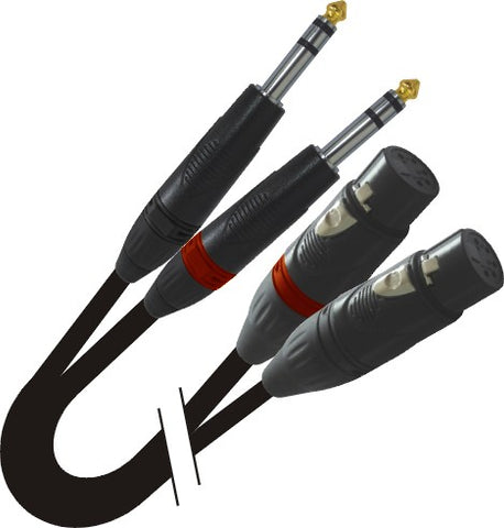 10 Ft. Balanced Dual 1/4" TRS-M to Dual XLR3-F High Performance Audio Cable
