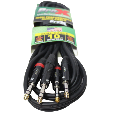 10 Ft. Balanced Dual 1/4" TRS-M to Dual 1/4" TRS-M High Performance Audio Cable