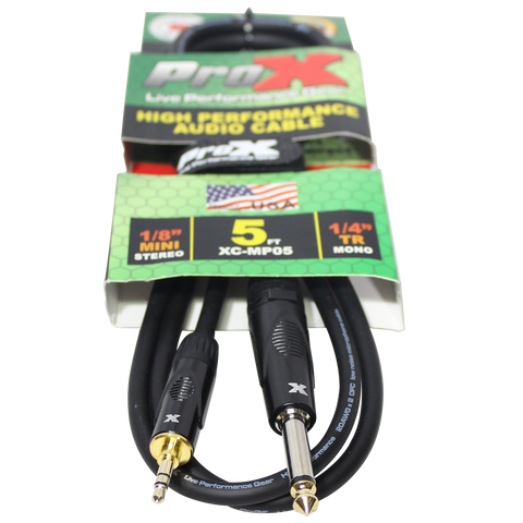 5 Ft. Unbalanced TRS-M Mini 1/8" to TS-M High Performance Audio Cable