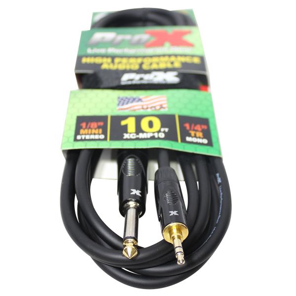 10 Ft. Unbalanced TRS-M Mini 1/8" to TS-M High Performance Audio Cable