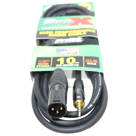10 Ft. Unbalanced 1/8" (3.5mm) TRS-M Mini to XLR3-M High Performance Audio Cable