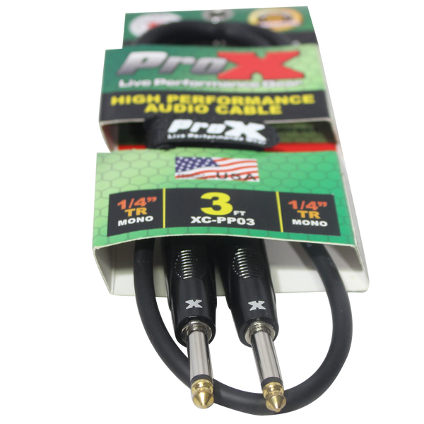 3 Ft. Unbalanced 1/4" TS-M to 1/4" TS-M High Performance Audio Cable