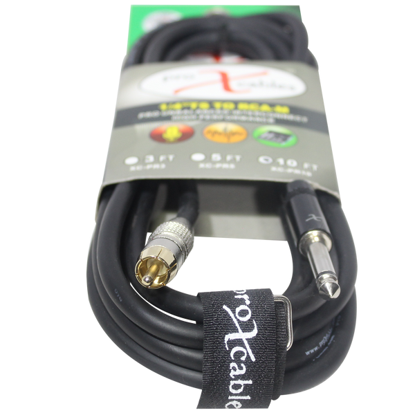 10 Ft. Unbalanced RCA Male to 1/4" Male  High Performance Audio Cable