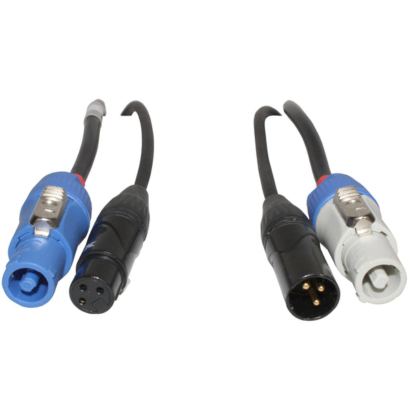 3 Ft. 14 AWG Blue-M to Gray-M + DMX-3 XLR M to F for powerCON equipped devices