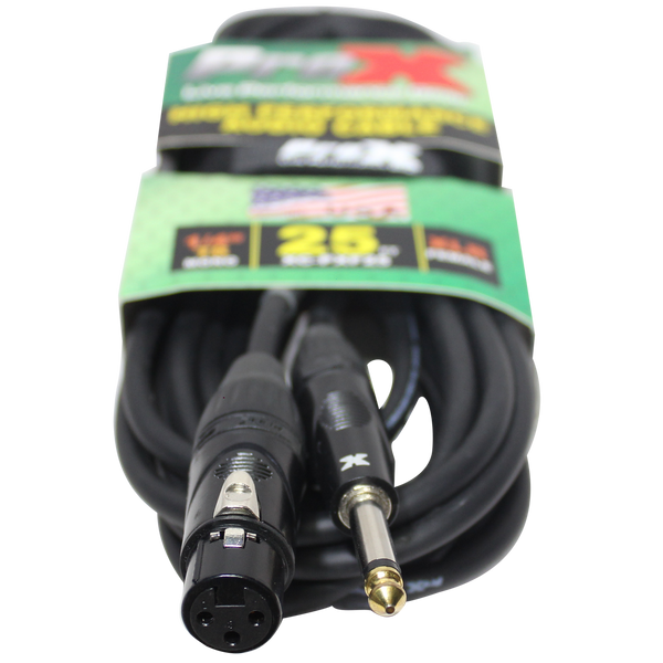 25 Ft. Unbalanced 1/4" TS to XLR3-F High Performance Audio Cable