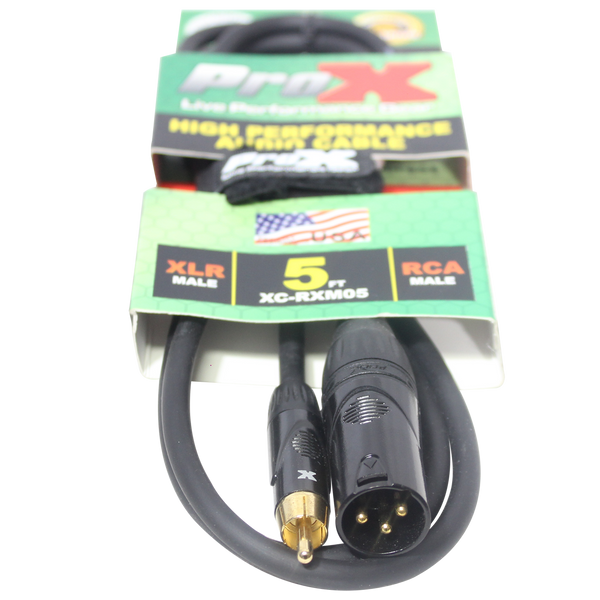 5 Ft. Unbalanced RCA to XLR3-M High Performance Audio Cable