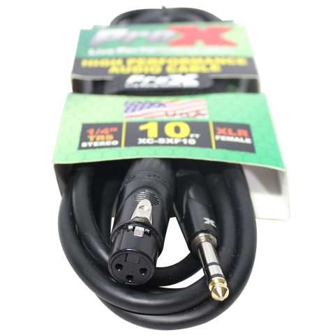 10 Ft. Balanced 1/4" TRS to XLR3-F High Performance Audio Cable