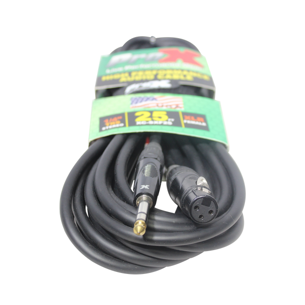 25 Ft. Balanced 1/4" TRS to XLR3-F High Performance Audio Cable
