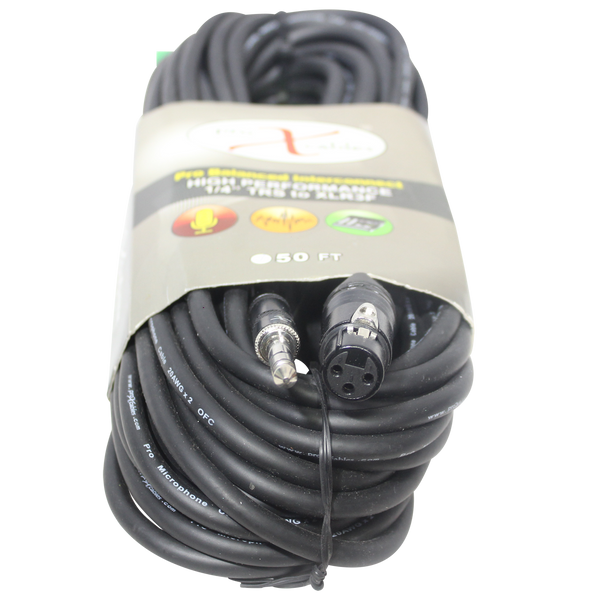 50 Ft. Balanced 1/4" TRS-M to XLR3-F High Performance Audio Cable