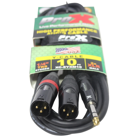 10 Ft. 1/4" TRS-M Stereo to Dual XLR3-M High Performance Y Cable