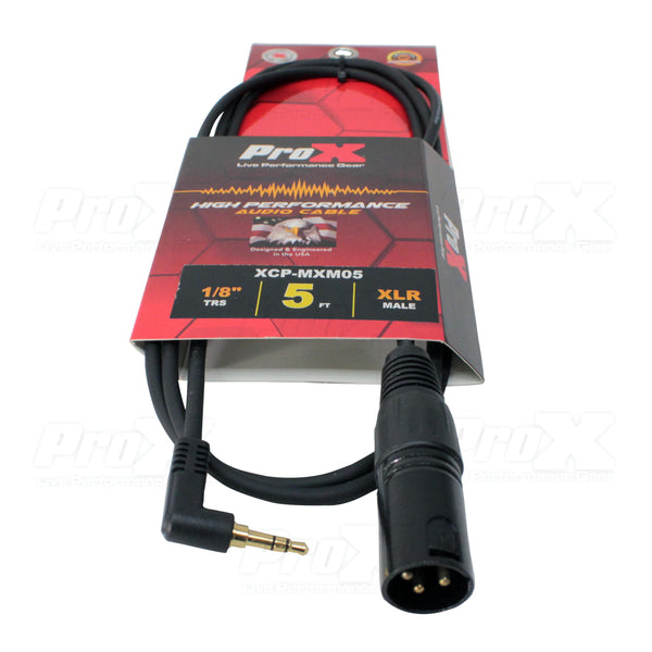 5 Ft. Unbalanced 1/8" (3.5mm) TRS Mini to XLR-M Premium Audio Cable