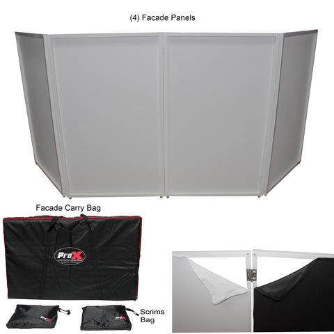 Four Panel Collapse and Go DJ Facade W-White Frame and Carry Bag | Black and White Scrims