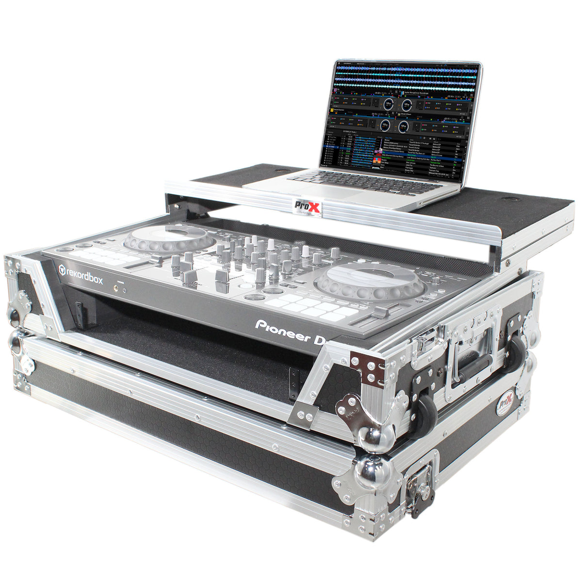 Flight Case For Pioneer DDJ-800 Digital Controller W-Sliding Laptop Shelf and Wheels
