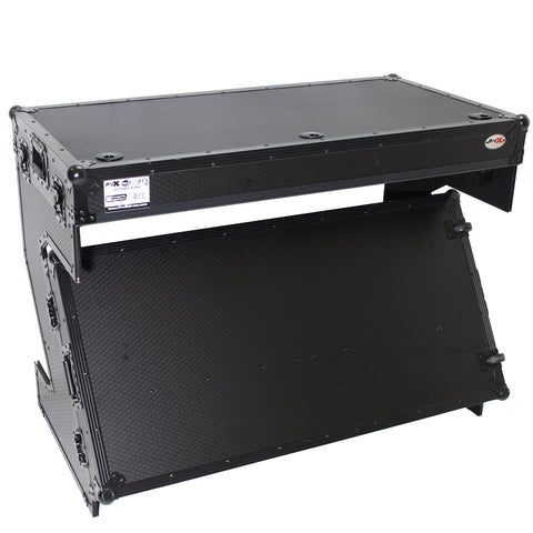 DJ Z-Table® Workstation | Flight Case Table Portable W-Handles and Wheels | Black on Black